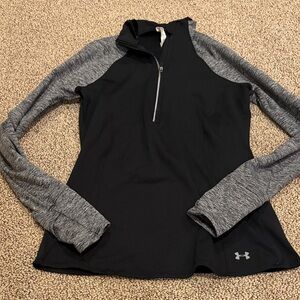 Under Armour Women's Black and Heather Gray Long Sleeve Top